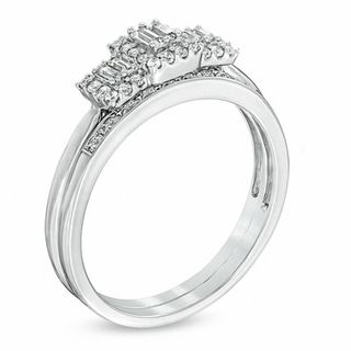 0.20 CT. T.W. Baguette Diamond Three Stone Frame Ring in 10K White Gold|Peoples Jewellers