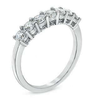 0.70 CT. T.W. Diamond Seven Stone Wedding Band in 14K White Gold|Peoples Jewellers