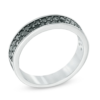0.50 CT. T.W. Black Diamond Double Row Band in Sterling Silver|Peoples Jewellers