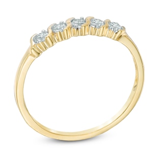 0.20 CT. T.W. Diamond Five Stone Wedding Band in 10K Gold|Peoples Jewellers