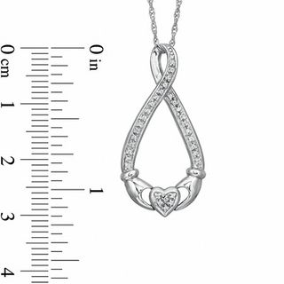 0.10 CT. T.W. Diamond Claddagh Infinity Pendant in Sterling Silver|Peoples Jewellers