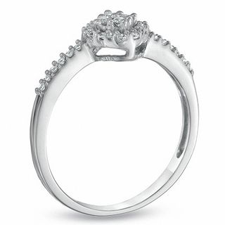 0.20 CT. T.W. Diamond Cluster Ring in 10K White Gold|Peoples Jewellers