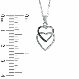 0.05 CT. T.W. Black and White Diamond Linked Heart Pendant in Sterling Silver|Peoples Jewellers