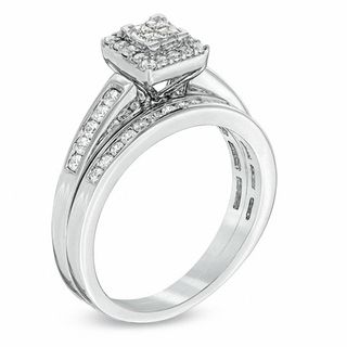 0.50 CT. T.W. Quad Princess-Cut Diamond Bridal Set in 10K White Gold|Peoples Jewellers