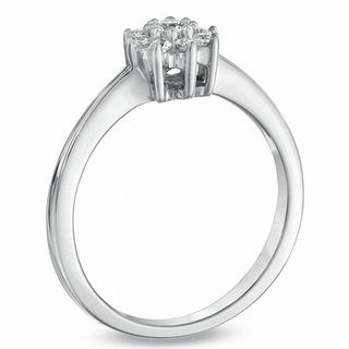 0.20 CT. T.W. Diamond Sunburst Promise Ring in 10K White Gold|Peoples Jewellers