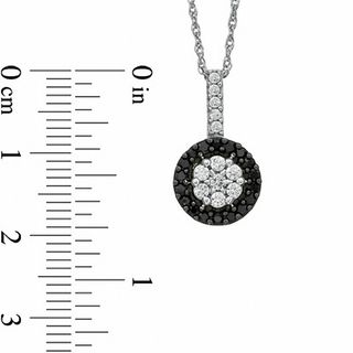 0.50 CT. T.W. Enhanced Black and White Diamond Round Frame Pendant in 10K White Gold|Peoples Jewellers