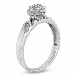 0.18 CT. T.W. Diamond Cluster Engagement Ring in 10K White Gold|Peoples Jewellers