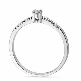 1/6 CT. T.W. Diamond Engraved Promise Ring in 10K White Gold (1 Line)