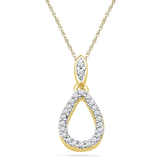 0.12 CT. T.W. Diamond Open Teardrop Pendant in 10K Gold|Peoples Jewellers