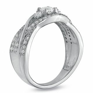 0.62 CT. T.W. Diamond Woven Three Stone Ring in 10K White Gold|Peoples Jewellers