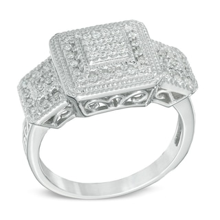 0.33 CT. T.W. Composite Princess-Cut Diamond Fashion Ring in Sterling Silver|Peoples Jewellers