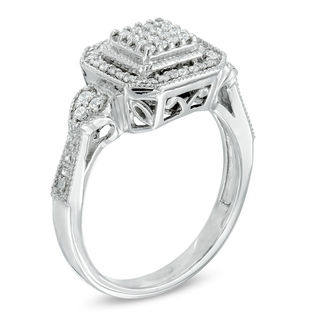 0.25 CT. T.W. Composite Princess-Cut Diamond Fashion Ring in Sterling Silver|Peoples Jewellers