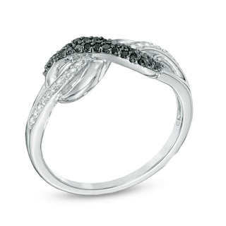 0.20 CT. T.W. Enhanced Black and White Diamond Infinity Loop Ring in Sterling Silver|Peoples Jewellers