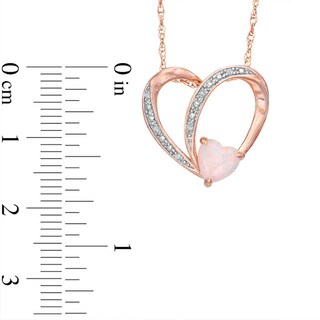 6.0mm Heart-Shaped Lab-Created Opal and White Sapphire Heart Pendant in Sterling Silver with 14K Rose Gold Plate|Peoples Jewellers