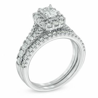 1.50 CT. T.W. Certified Radiant-Cut Diamond Frame Bridal Set in 14K White Gold (I/I1)|Peoples Jewellers