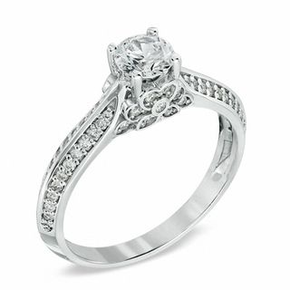 0.80 CT. T.W. Certified Canadian Diamond Floral Engagement Ring in 14K White Gold (I/I1)|Peoples Jewellers