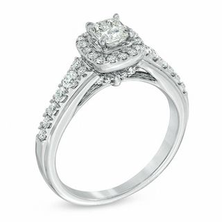 1.00 CT. T.W. Certified Cushion-Cut Diamond Frame Engagement Ring in 14K White Gold (I/I1)|Peoples Jewellers