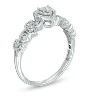 0.12 CT. T.W. Diamond Vintage-Style Heart Promise Ring in 10K White Gold|Peoples Jewellers