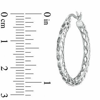 25.4mm Honeycomb Hoop Earrings in Sterling Silver|Peoples Jewellers