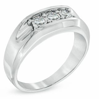 Men's 0.25 CT. T.W. Diamond Three Stone Ring in 10K White Gold|Peoples Jewellers