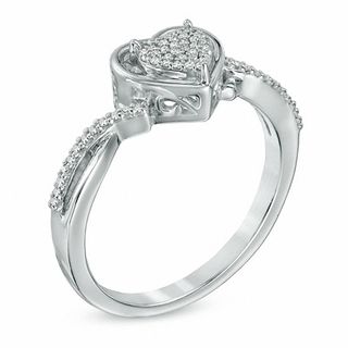 0.10 CT. T.W. Diamond Heart Cluster Ring in Sterling Silver|Peoples Jewellers