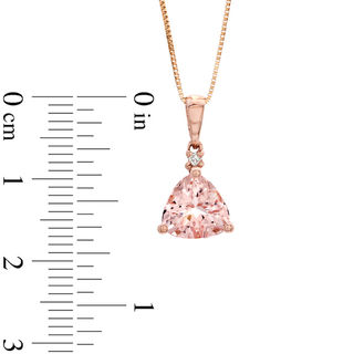 8.0mm Trillion-Cut Morganite and Diamond Accent Pendant in 10K Rose Gold|Peoples Jewellers