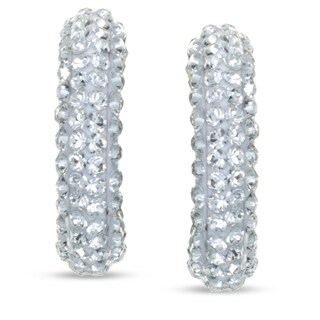 Small Crystal J-Hoop Earrings in 14K Gold|Peoples Jewellers