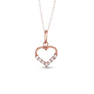 White Sapphire Heart Pendant in 14K Rose Gold - 15"|Peoples Jewellers