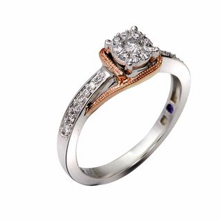 0.25 CT. T.W. Quad Princess-Cut Diamond Frame Promise Ring in 10K Two-Tone Gold|Peoples Jewellers