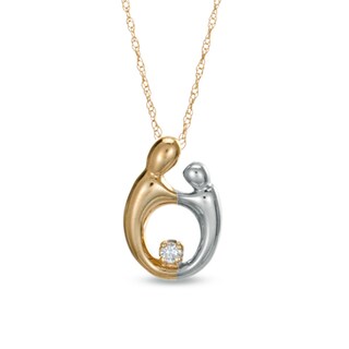 Diamond Accent Solitaire Motherly Love Pendant in 14K Gold|Peoples Jewellers