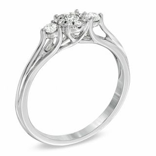 0.25 CT. T.W. Diamond Cluster Three Stone Ring in 10K White Gold|Peoples Jewellers