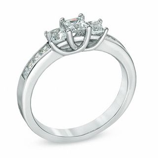 0.50 CT. T.W. Princess-Cut Diamond Three Stone Engagement Ring in 10K White Gold|Peoples Jewellers