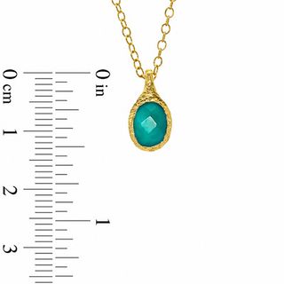 Piara™ Oval Turquoise Pendant in Sterling Silver with 18K Gold Plate - 17.5"|Peoples Jewellers