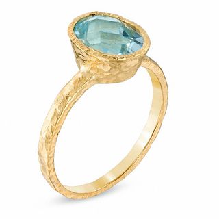 Piara™ Oval Blue Topaz Ring in Sterling Silver with 18K Gold Plate|Peoples Jewellers