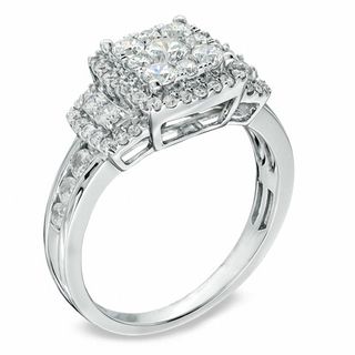 0.95 CT. T.W. Composite Diamond Square Frame Engagement Ring in 14K White Gold|Peoples Jewellers
