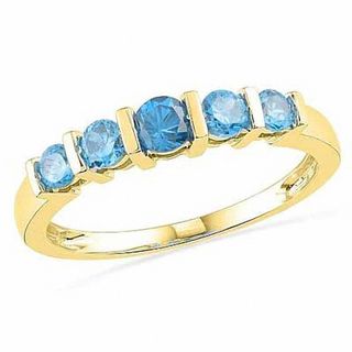 Blue Topaz Five Stone Band in 10K Gold|Peoples Jewellers