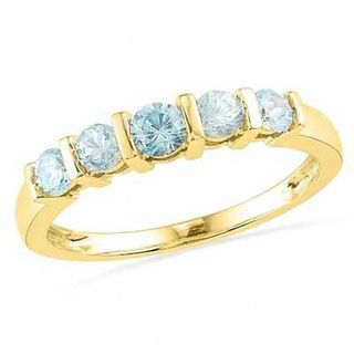 Aquamarine Five Stone Band in 10K Gold|Peoples Jewellers