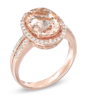 Oval Morganite and 0.25 CT. T.W. Diamond Ring in 14K Rose Gold|Peoples Jewellers
