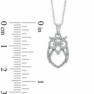 0.10 CT. T.W. Diamond Owl Pendant in 10K White Gold|Peoples Jewellers