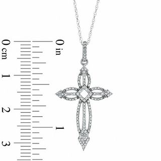 0.20 CT. T.W. Diamond Open Cross Pendant in 10K White Gold|Peoples Jewellers