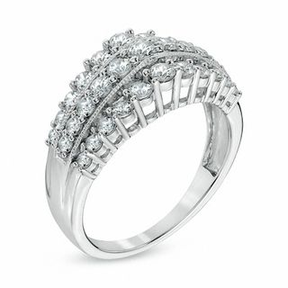 1.00 CT. T.W. Diamond Triple Row Vintage-Style Anniversary Band in 10K White Gold|Peoples Jewellers