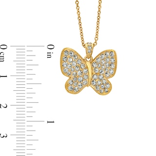 AVA Nadri Crystal Butterfly Pendant in Brass with 18K Gold Plate - 16"|Peoples Jewellers