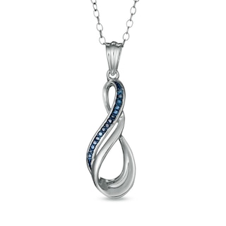 Enhanced Blue Diamond Accent Double Infinity Pendant in Sterling Silver|Peoples Jewellers