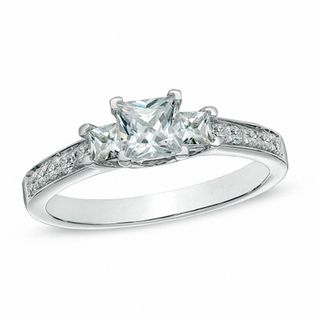 0.95 CT. T.W. Princess-Cut Diamond Three Stone Engagement Ring in 10K White Gold|Peoples Jewellers