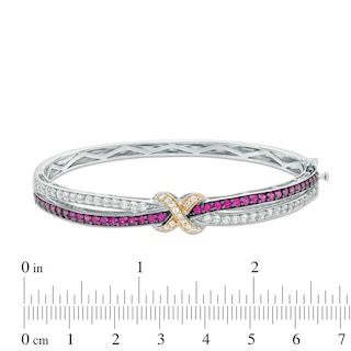 Lab-Created Ruby and White Sapphire Bangle in Sterling Silver|Peoples Jewellers
