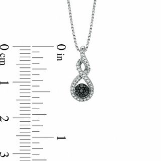 0.10 CT. T.W. Enhanced Black and White Diamond Cluster Twist Pendant in Sterling Silver|Peoples Jewellers