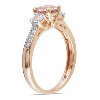 6.0mm Morganite, Lab-Created White Sapphire and Diamond Accent Ring in 10K Rose Gold|Peoples Jewellers