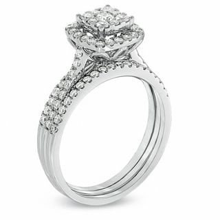 0.95 CT. T.W. Composite Diamond Frame Bridal Set in 10K White Gold|Peoples Jewellers
