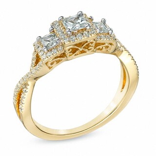 0.70 CT. T.W. Princess-Cut Diamond Three Stone Past Present Future Engagement Ring in 14K Gold|Peoples Jewellers