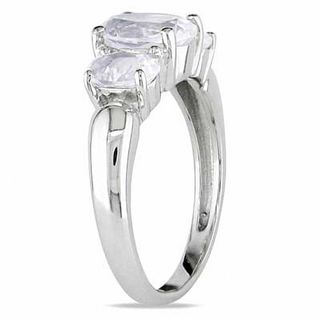 Oval White Lab-Created Sapphire Three Stone Ring in Sterling Silver|Peoples Jewellers
